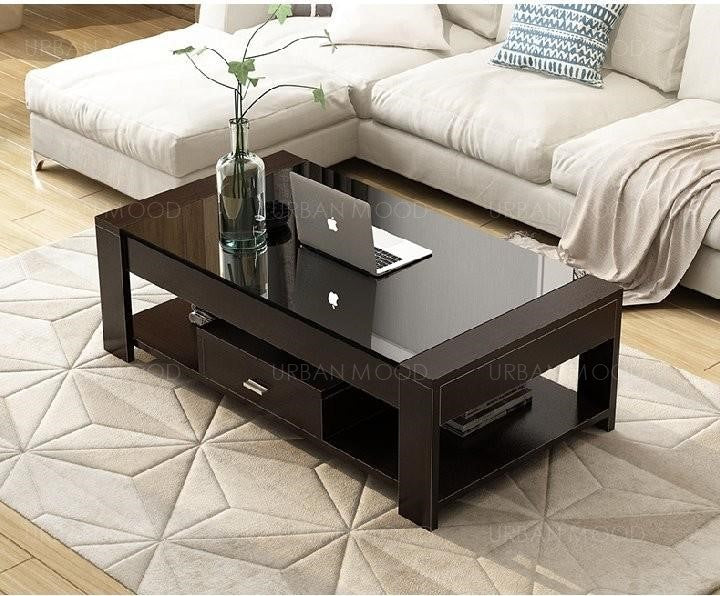 IVETTE Modern Tempered Glass Coffee Table