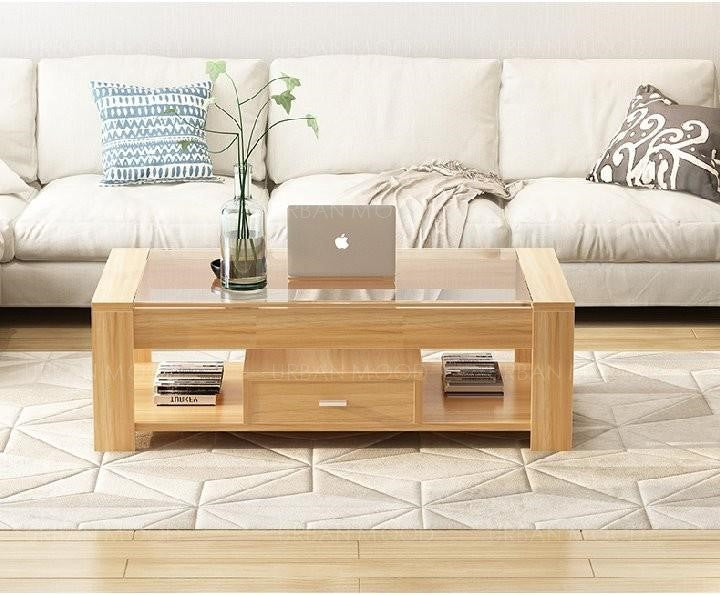 IVETTE Modern Tempered Glass Coffee Table