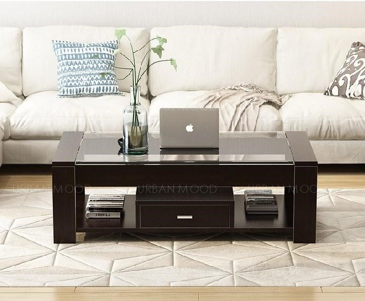 IVETTE Modern Tempered Glass Coffee Table