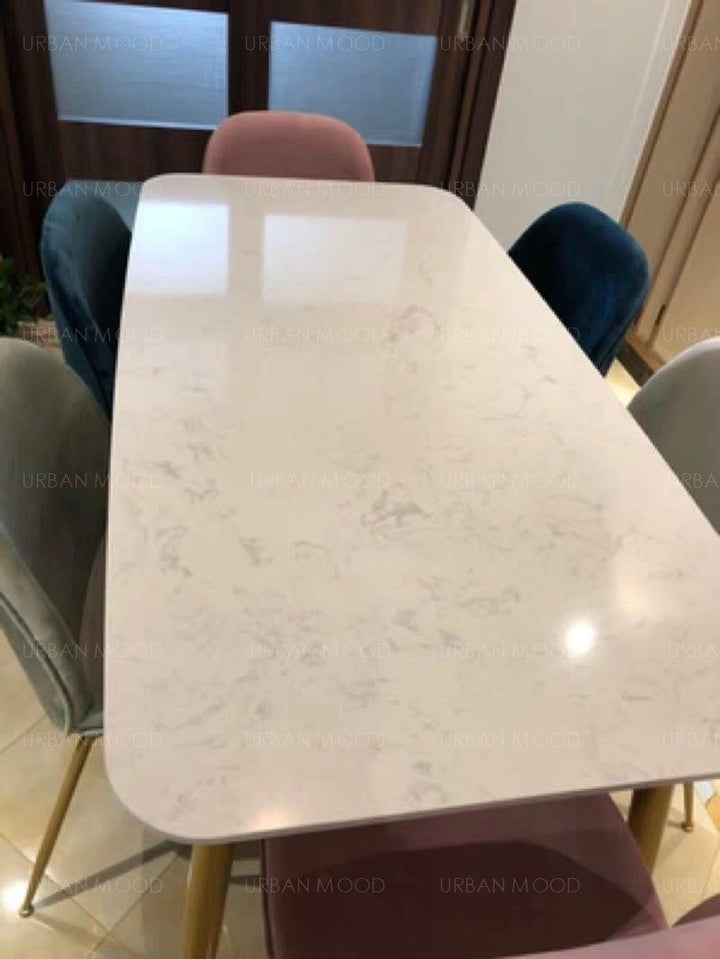 (Ready To Ship) JAYMEE Modern Minimalist Marble Gold Dining Table