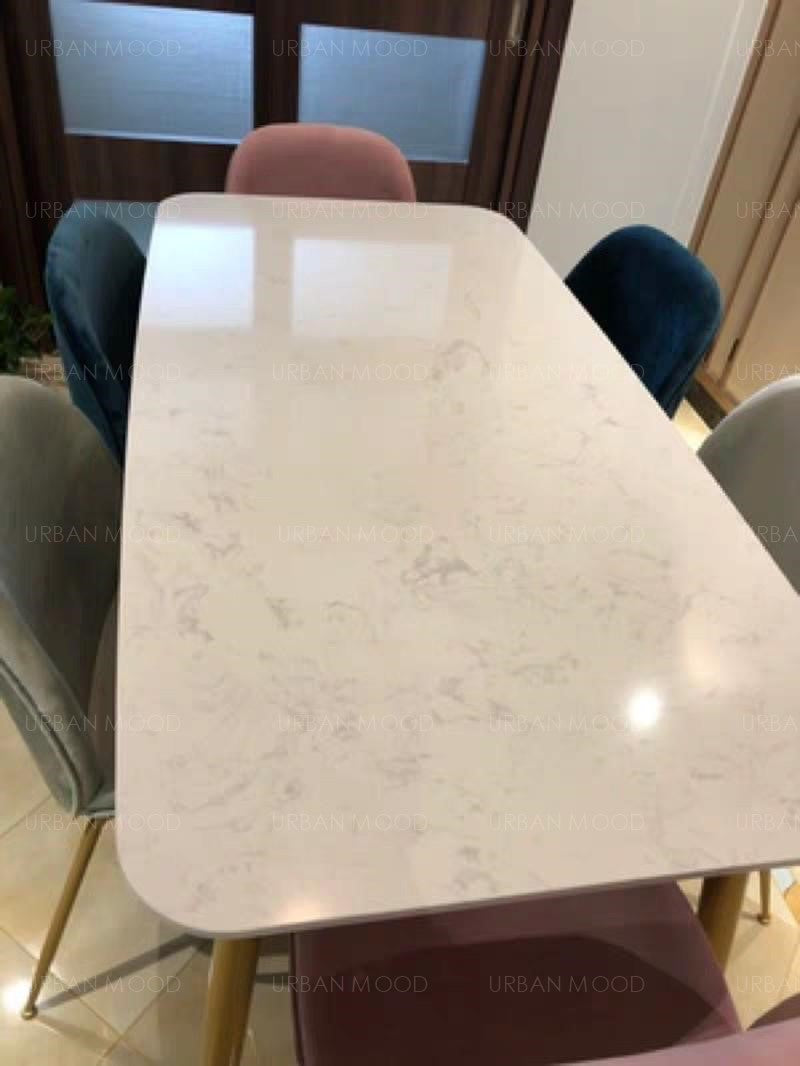 JAYMEE Modern Minimalist Marble Gold Dining Table