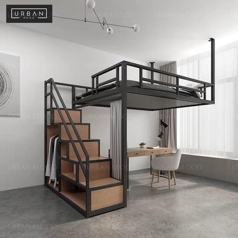 JUDE Modern Industrial Loft Bedframe – Urban Mood