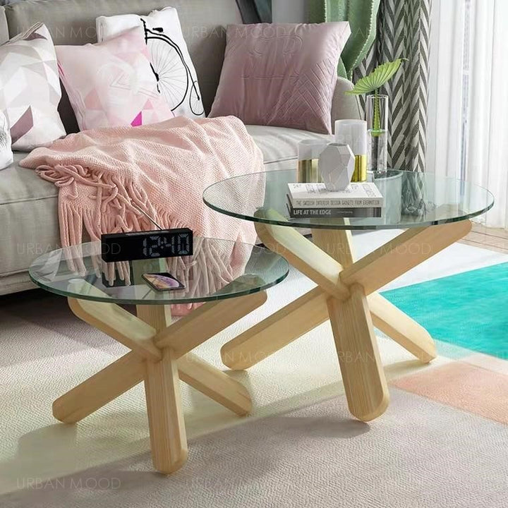 KIRBY Contemporary Solid Wood X Coffee Table