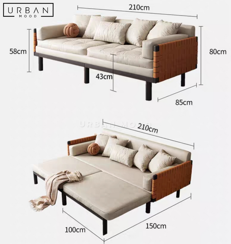 KAME Modern Leather Sofa Bed