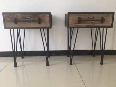 KARL Modern Industrial Wooden Side Table