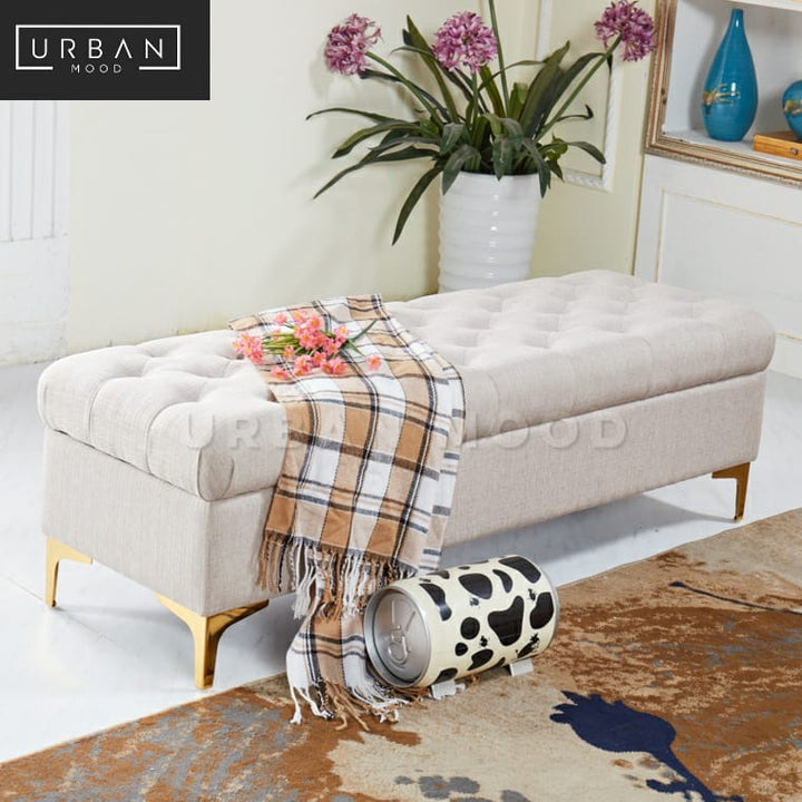 KERRI Victorian Tufted Velvet Storage Ottoman