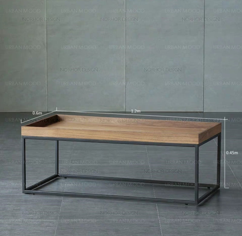 LAKEN Modern Industrial Solid Wood Coffee Table