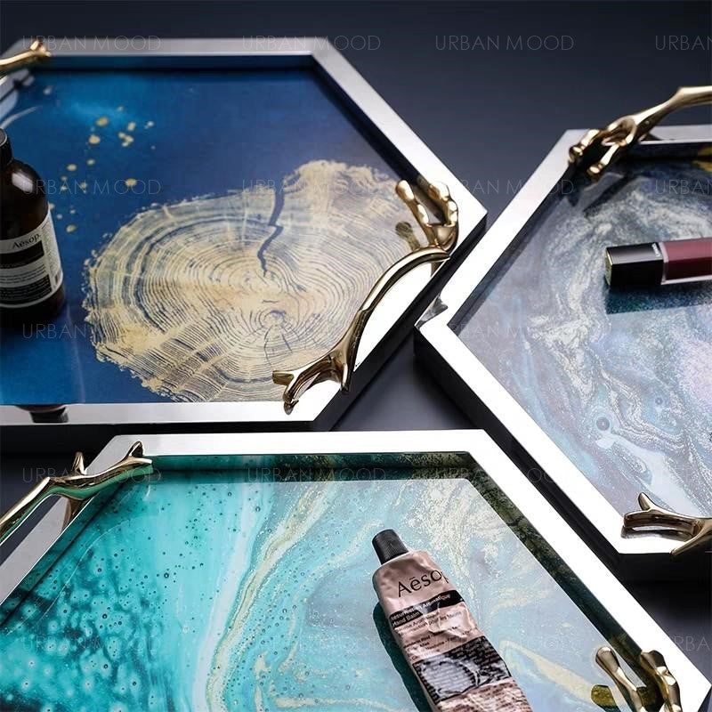 LAUREL Nebula Hexagon Epoxy Serving Tray