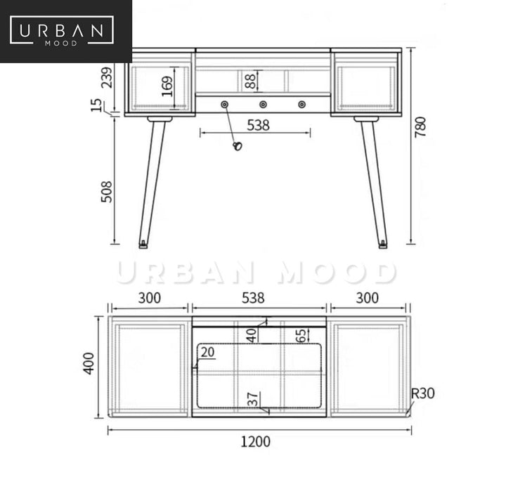 LORNA Modern Flip Top Vanity Table