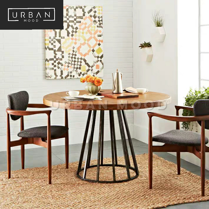 ROCCO Industrial Solid Wood Round Dining Table