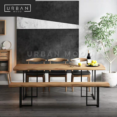 TYRUS Industrial Solid Wood Dining Table