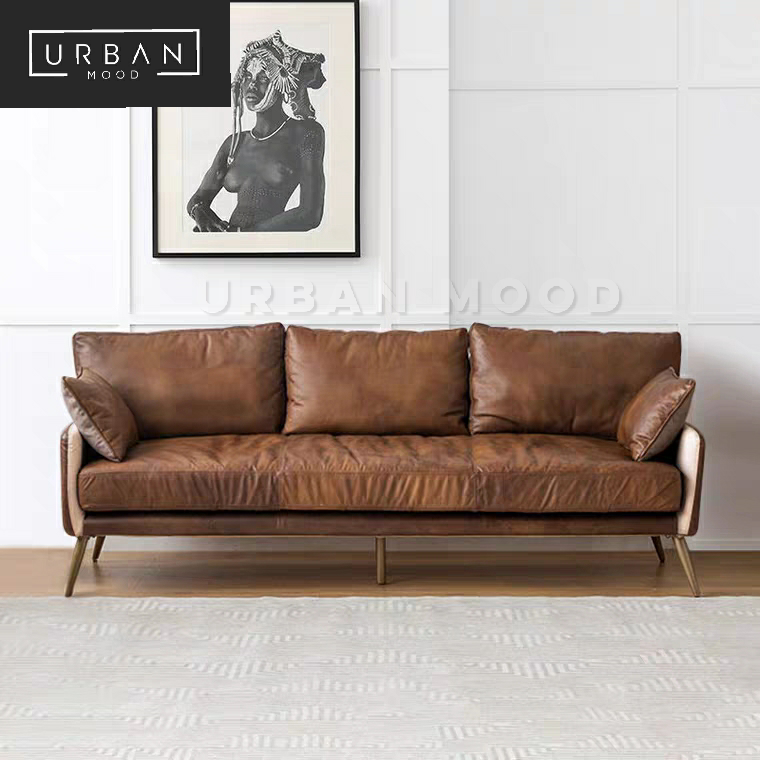 SABLE Vintage Faux Leather Sofa