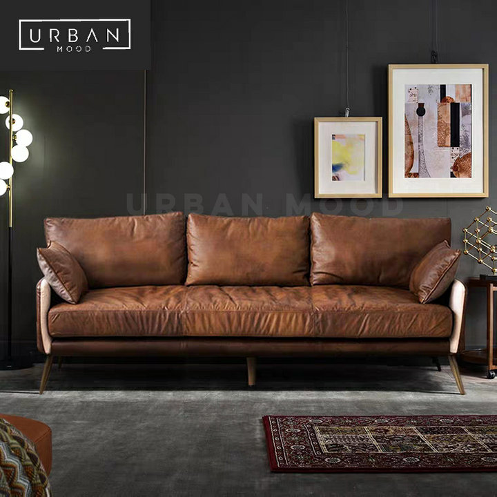 SABLE Vintage Faux Leather Sofa