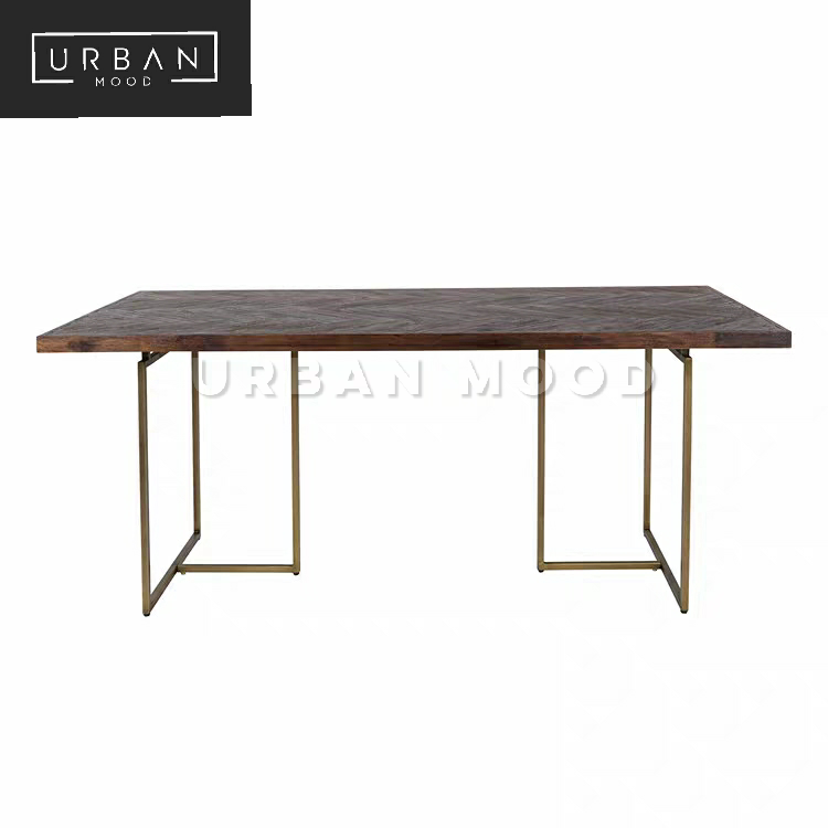 DMITRI Rustic Herringbone Solid Wood Dining Table