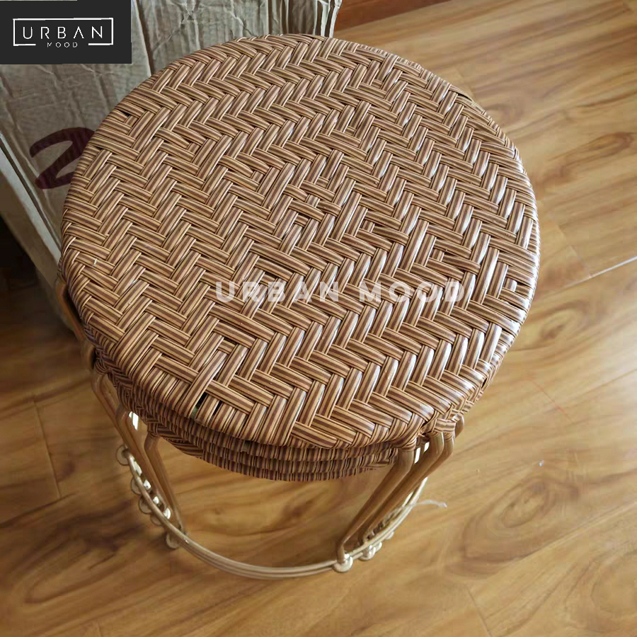 FERN Rustic Rattan Stool