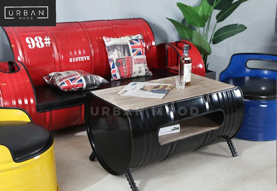 SHOT Industrial Metal Barrel Coffee Table