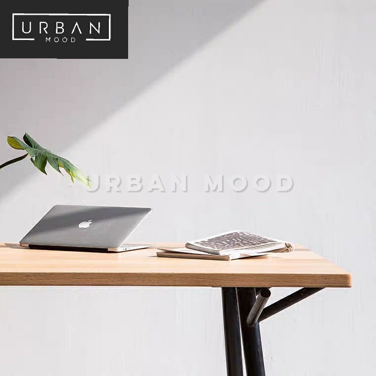 TEASE Modern Industrial Solid Wood Study Table