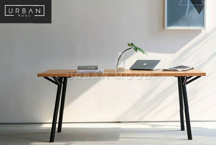 TEASE Modern Industrial Solid Wood Study Table