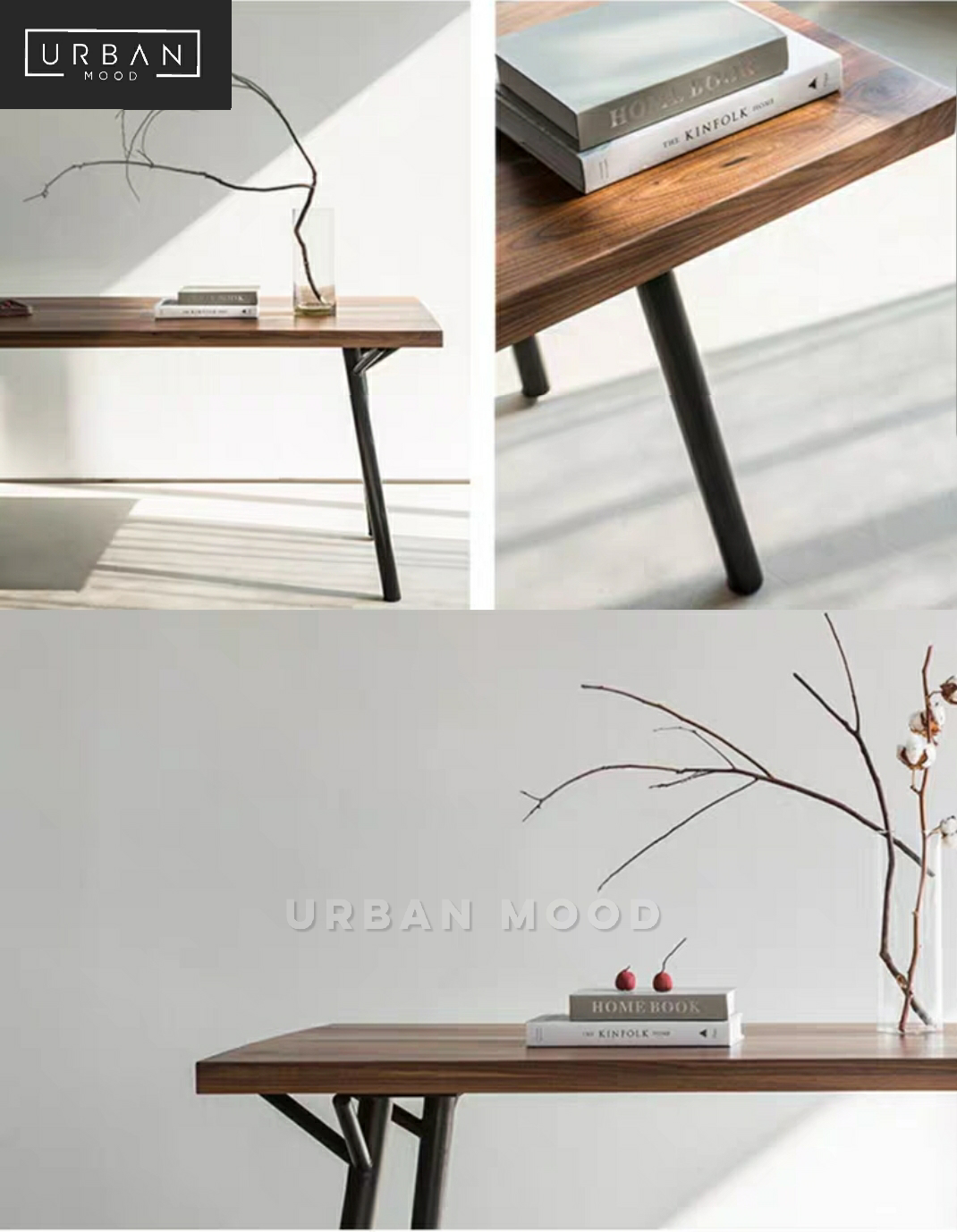 TEASE Modern Industrial Solid Wood Study Table