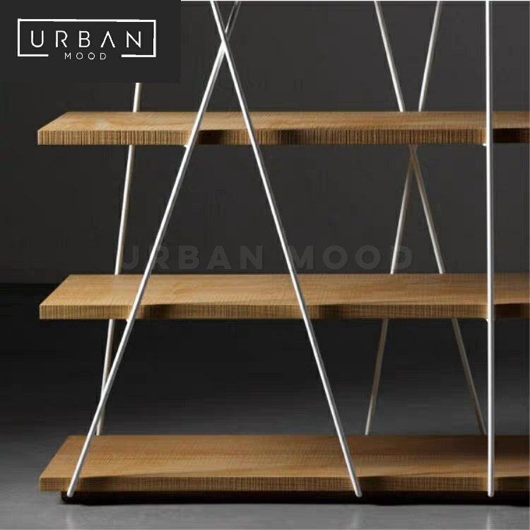 YUAN Modern Industrial Solid Wood Display Shelf
