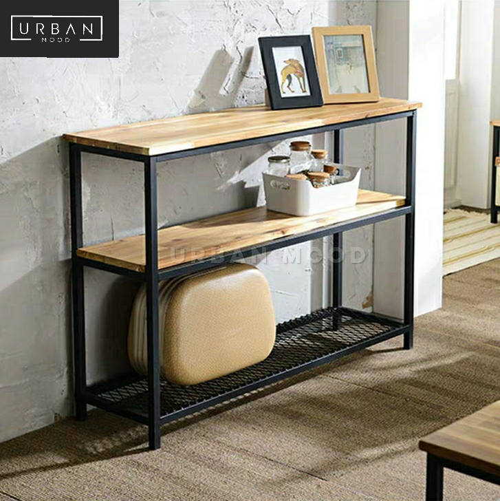 SADDLE Modern Industrial Solid Wood Hallway Console