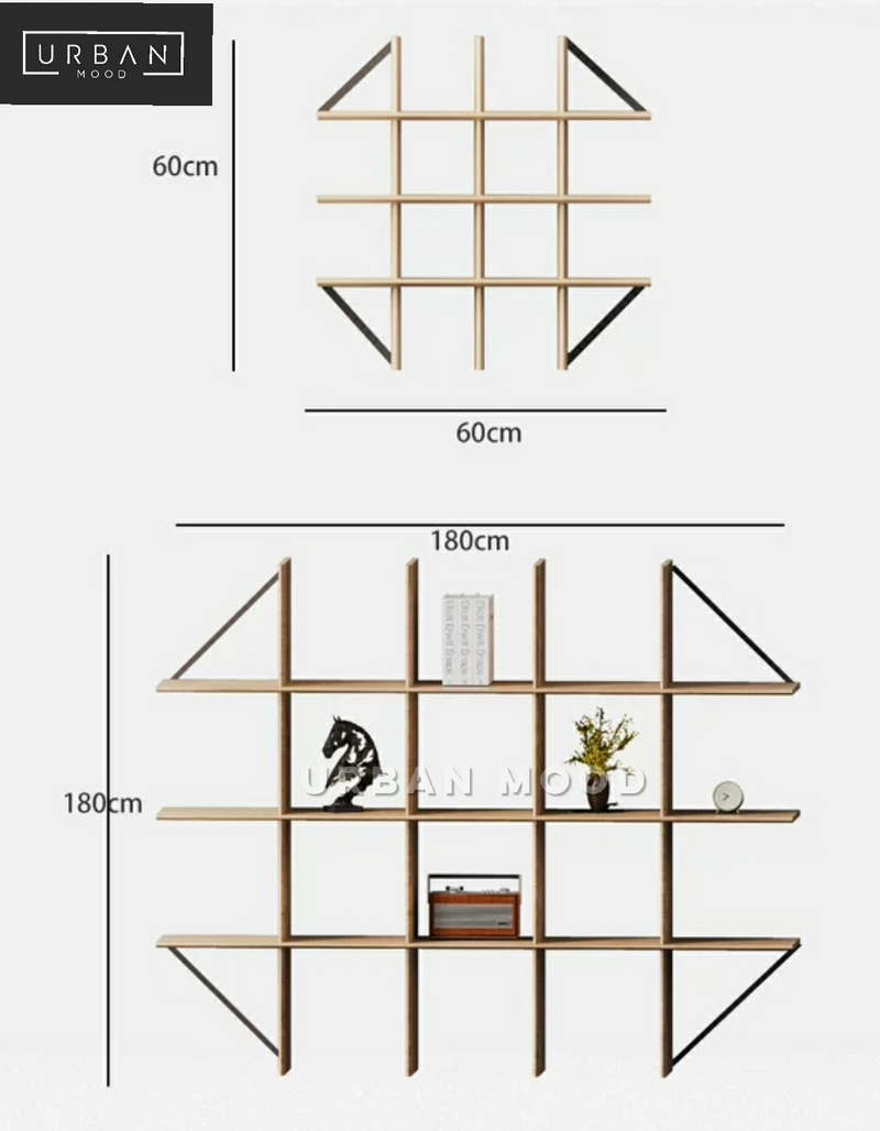 TRELLIS Minimalist Solid Wood Display Shelf