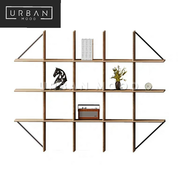 TRELLIS Minimalist Solid Wood Display Shelf