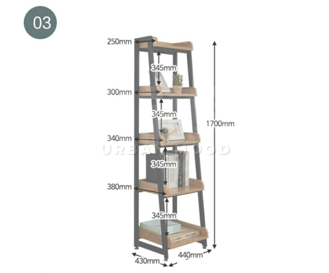 DENNING Rustic Solid Wood Ladder Shelf