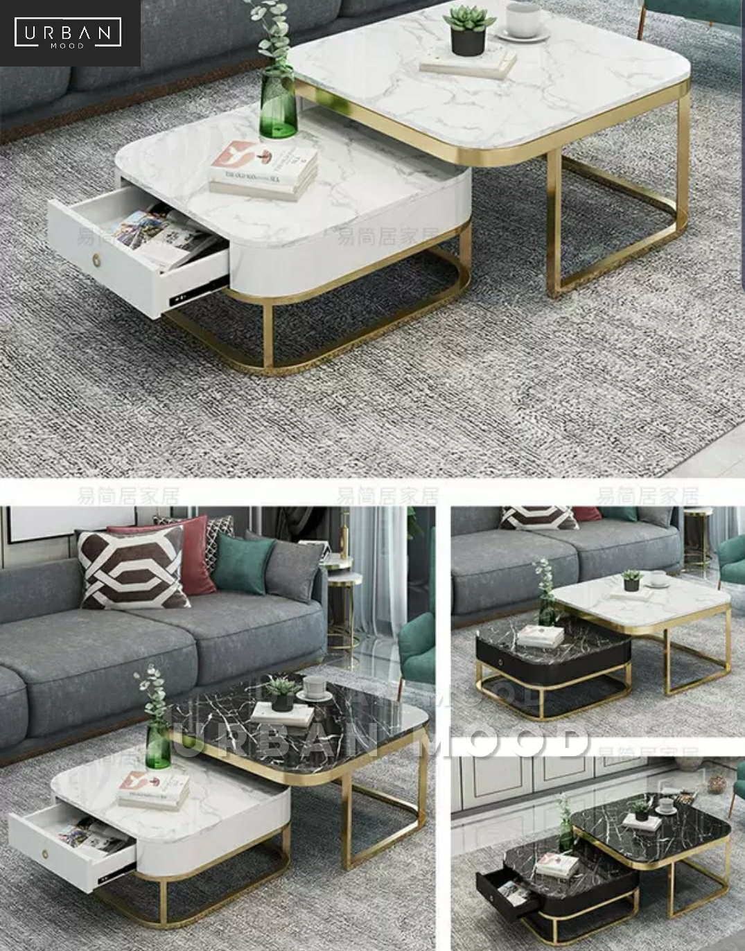 TIANA Modern Marble Nesting Coffee Table