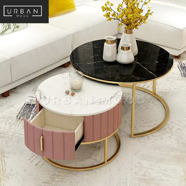 LYRICA Modern Marble Round Nesting Coffee Tables