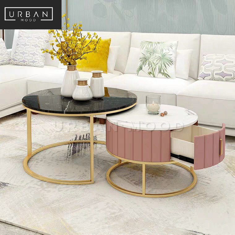 LYRICA Modern Marble Round Nesting Coffee Tables