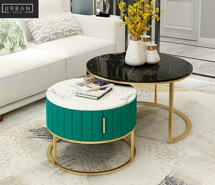 LYRICA Modern Marble Round Nesting Coffee Tables