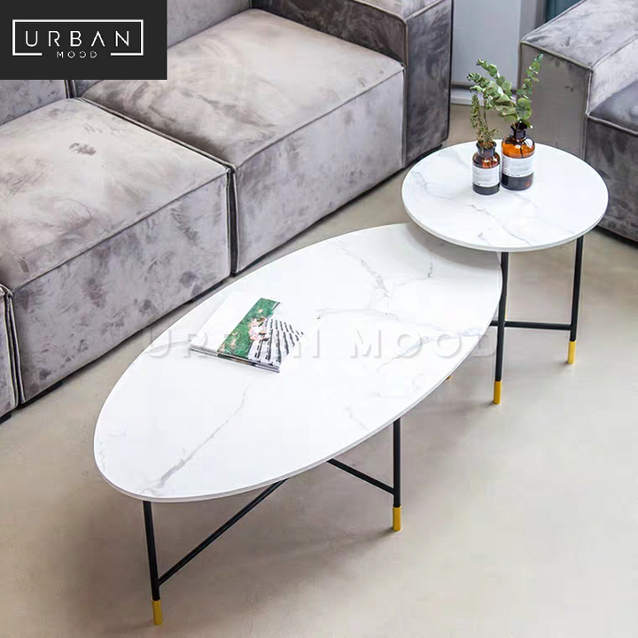 GLORY Modern Oval Marble Coffee Table