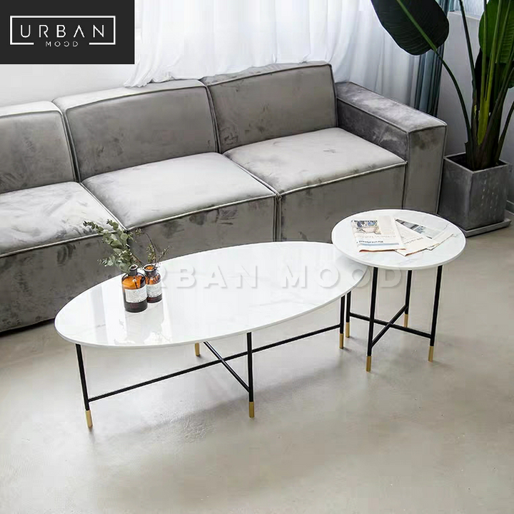 GLORY Modern Oval Marble Coffee Table