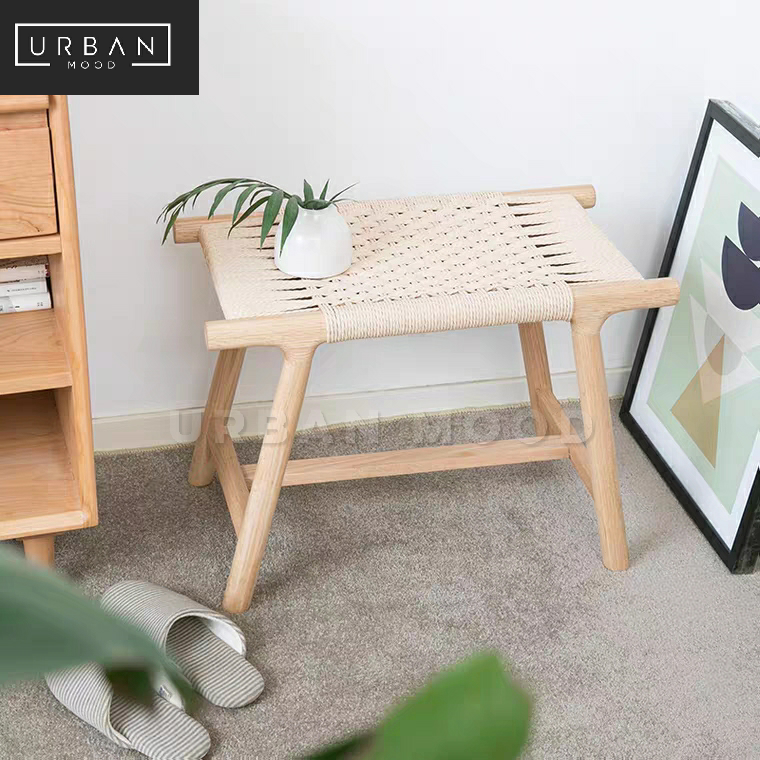 NIFTY Rustic Solid Wood Rattan Bench – Urban Mood
