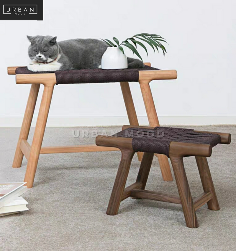 NIFTY Rustic Solid Wood Rattan Bench – Urban Mood