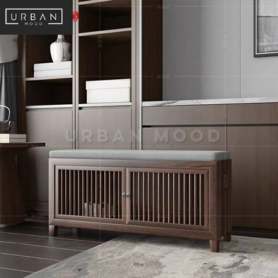 (Ready To Ship) SOJU Rustic Solid Wood Shoe Cabinet Bench