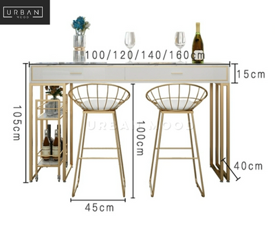 PARLOR Marble Bar Table with Bar Cart