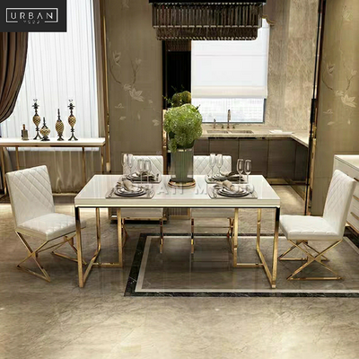 SYLPH Chrome Gold Dining Table & Chairs