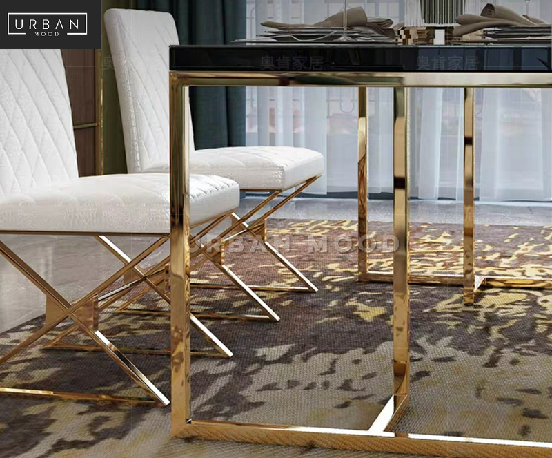 SYLPH Chrome Gold Dining Table & Chairs