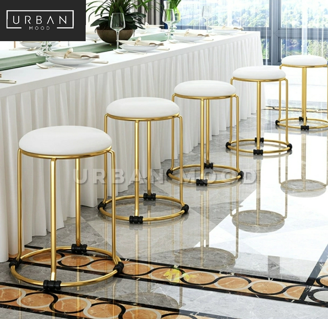 KEVAN Modern Velvet Round Dining Stool