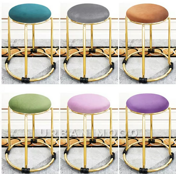 KEVAN Modern Velvet Round Dining Stool