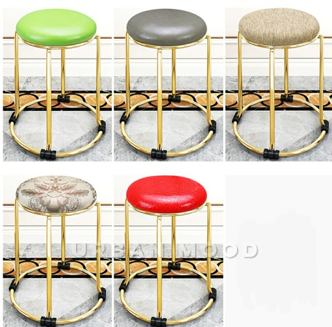 KEVAN Modern Velvet Round Dining Stool