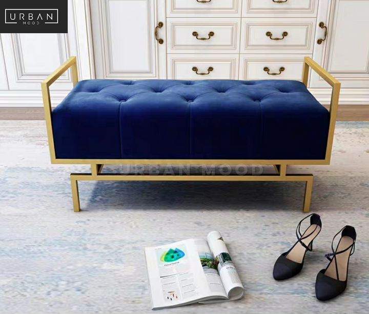 THERON Modern Velvet Entryway Bench