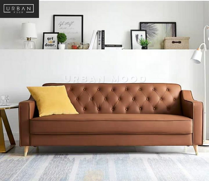 FOIX Classic Faux Leather Tufted Sofa