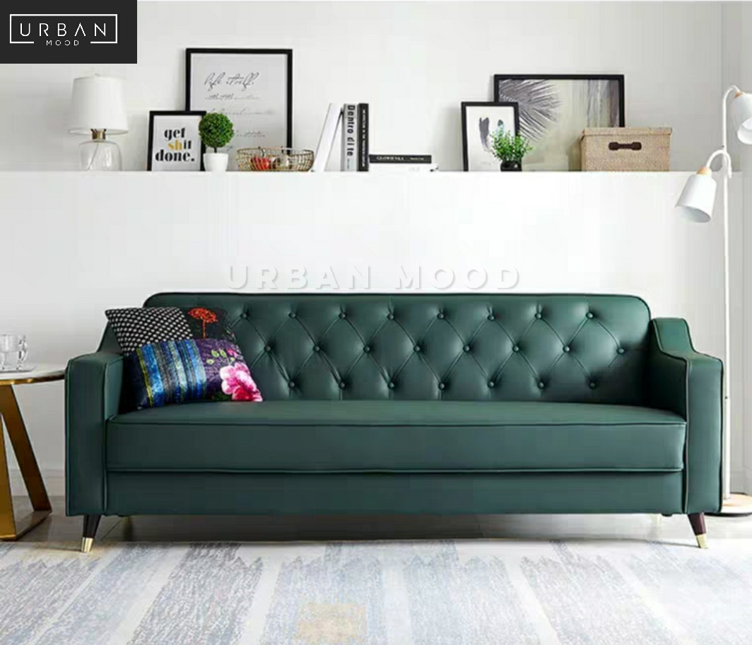 FOIX Classic Faux Leather Tufted Sofa