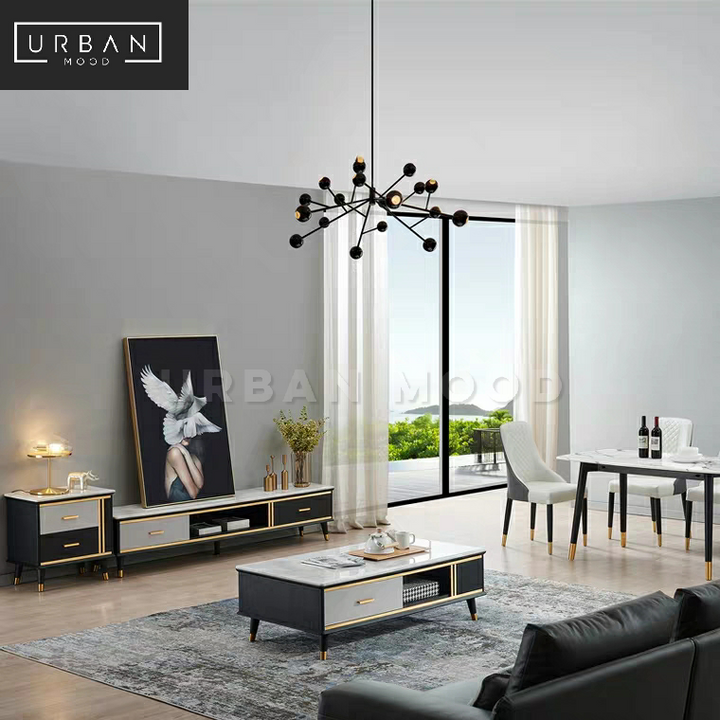 ONYX Modern Marble TV Console & Coffee Table