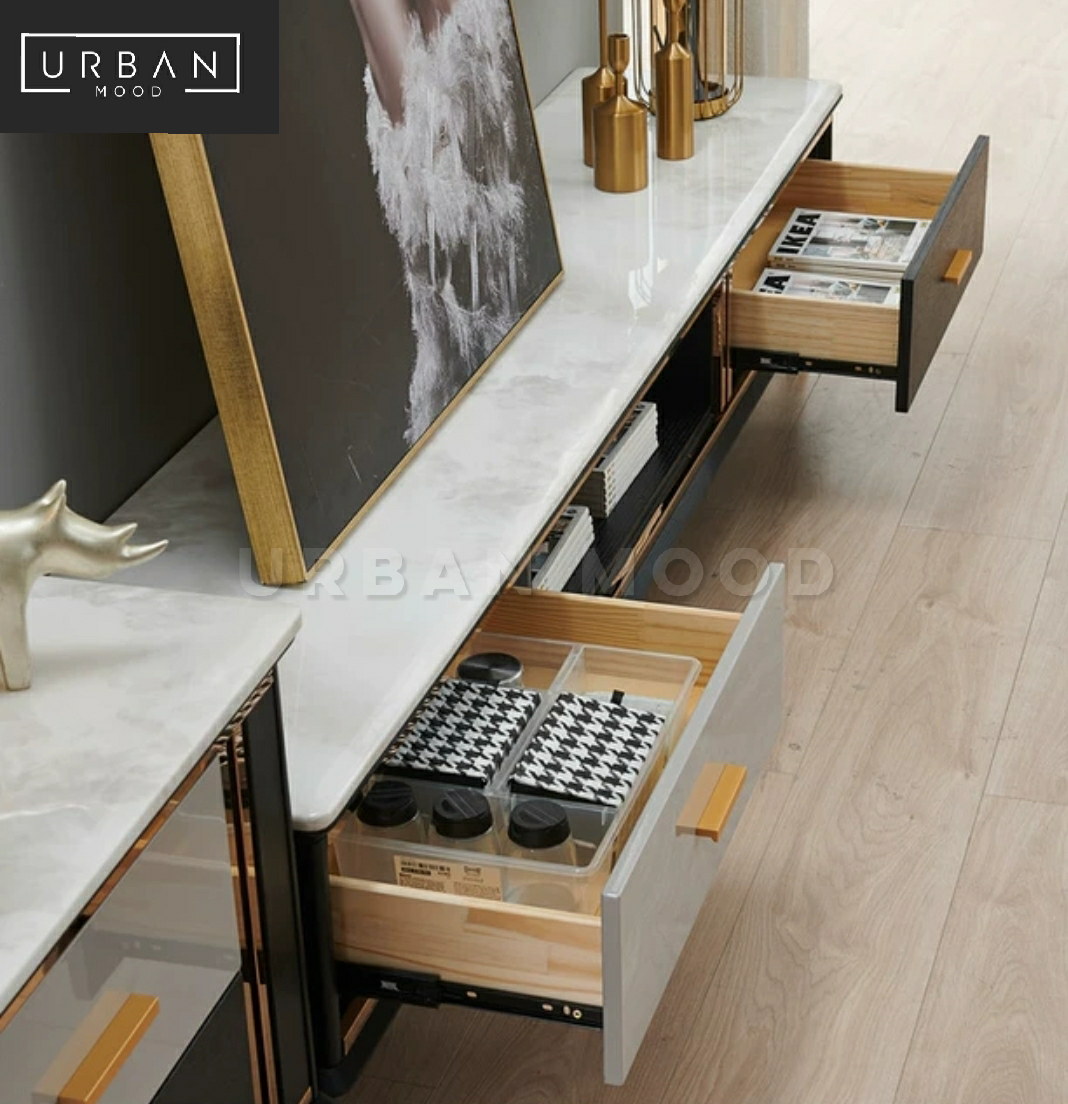 ONYX Modern Marble TV Console & Coffee Table