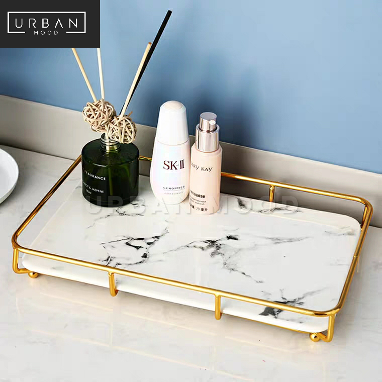 VELDEN Modern Marble Vanity Tray Holder