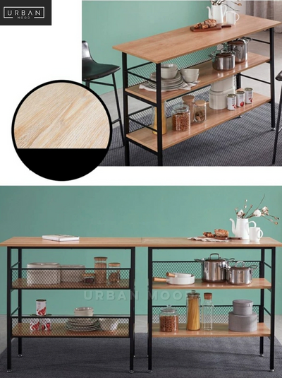 NEAL Industrial Solid Wood Kitchen Island Table